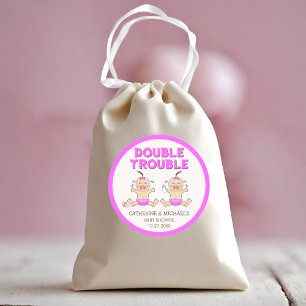 Adesivo Chá de fraldas Duplo Trouble Twin Girls