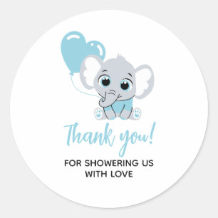 Adesivo Chá de fraldas Elefante Azul Obrigado Sticker
