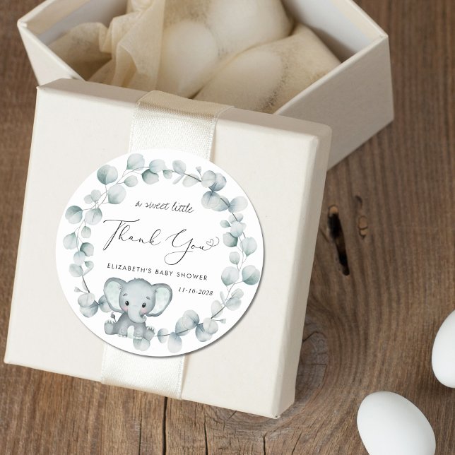 Adesivo Chá de fraldas Elefante Bonito Obrigado (Criador carregado)