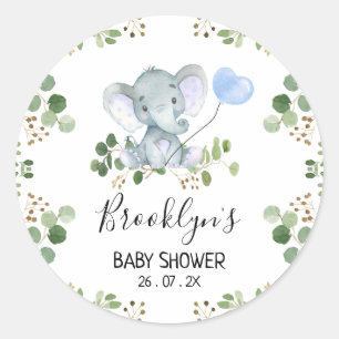 Adesivo Chá de fraldas Elefante de Balão Azul