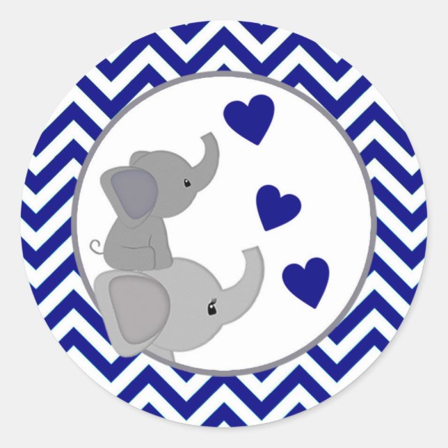 Adesivo Chá de fraldas Elefante-Marinho-Menino Stickers Ch (Frente)
