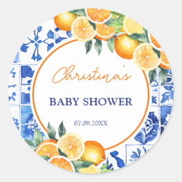 Adesivo Chá de fraldas Elegante de Azulejos Azuis Citrus