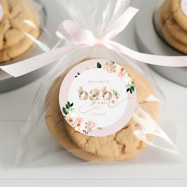 Adesivo Chá de fraldas elegante de menina floral cor-de-ro