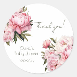 Adesivo Chá de fraldas elegante de Peony minimalista de aq