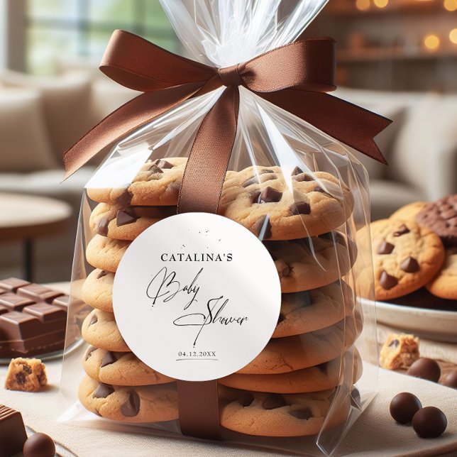 Adesivo Chá de fraldas Elegante Preto para Caligrafia (Criador carregado)