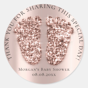 Adesivo Chá de fraldas Favor Obrigado Glitter Girl Rosa Gl