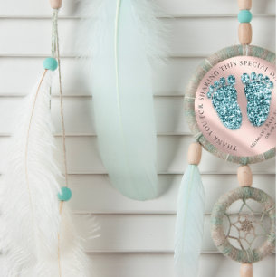 Adesivo Chá de fraldas Favorito Obrigado Glitter Rosa Pé