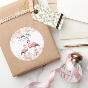 Adesivo Chá de fraldas Flamingo, Elegante Floral, Rosa