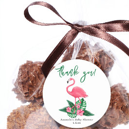 Adesivo Chá de fraldas Flamingo rosa - obrigado