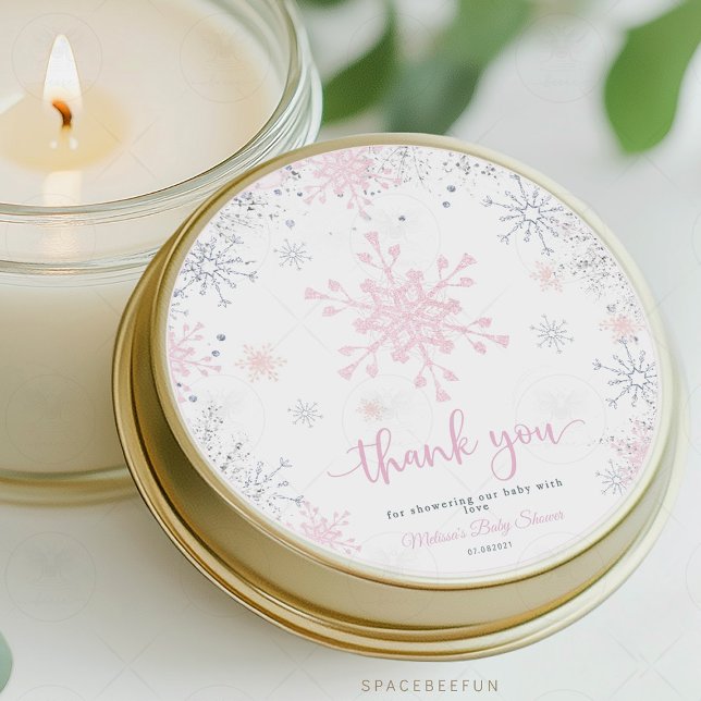 Adesivo Chá de fraldas Floco de Neve (snowflake baby shower sticker, winter baby shower label, thank you favor tag, snowflake favor tag, w)