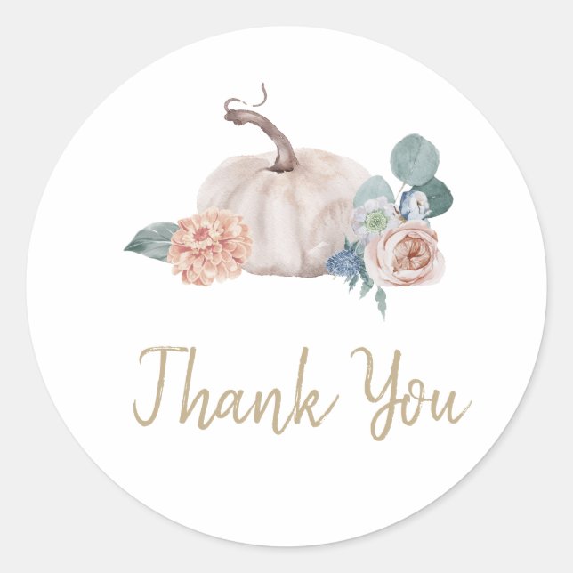 Adesivo Chá de fraldas floral de abóbora-aquarela creme (Frente)