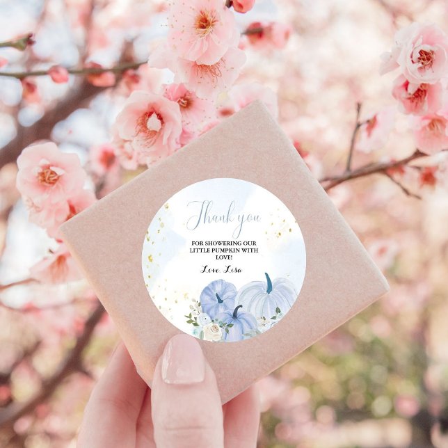 Adesivo Chá de fraldas Floral de Abóbora Azul (Criador carregado)