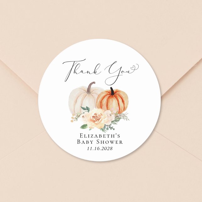 Adesivo Chá de fraldas Floral De Aquarela Da Abóbora Obrig (Criador carregado)