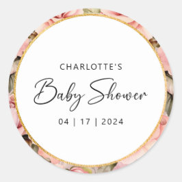 Adesivo Chá de fraldas Floral de Aquarela Rosa