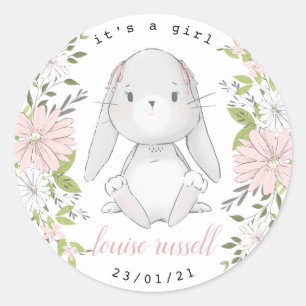 Adesivo chá de fraldas floral de bebê
