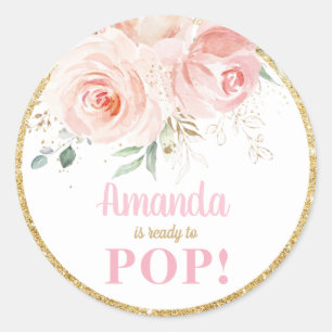 Adesivo Chá de fraldas Floral de Blush Sobre Pronta para