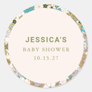 Adesivo Chá de fraldas Floral de Boho Teal Brown Personali