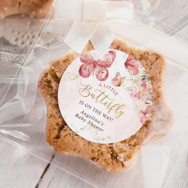 Adesivo Chá de fraldas Floral de Borboleta Rosa Boho (Criador carregado)