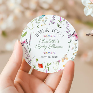 Adesivo Chá de fraldas Floral De Flor Selvagem Obrigado A 