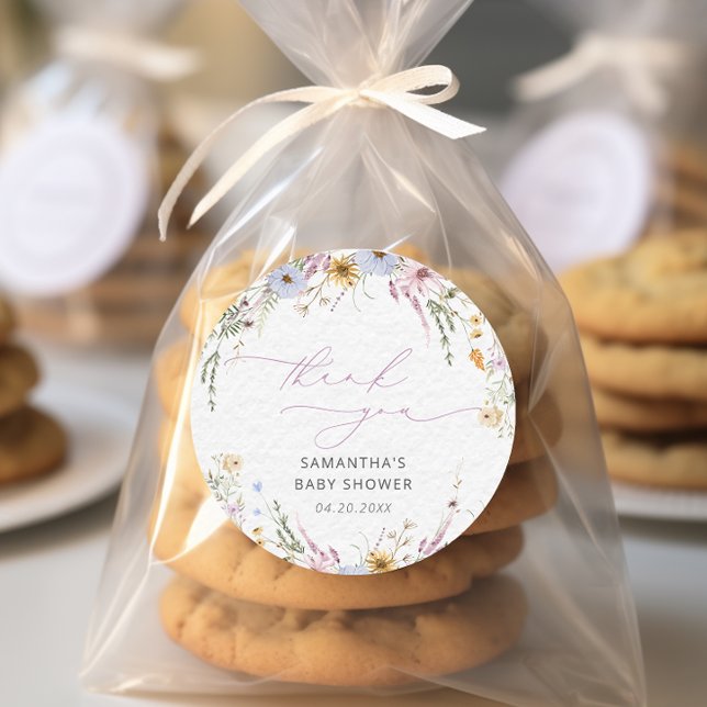 Adesivo Chá de fraldas Floral De Jardim De Aquarela Obriga (Criador carregado)