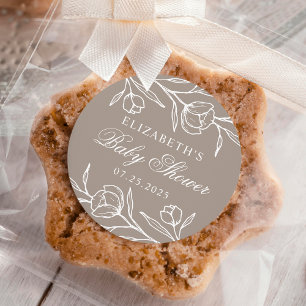 Adesivo Chá de fraldas Floral de Taupe Descrito