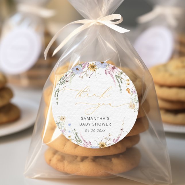 Adesivo Chá de fraldas Floral Elegante Garden Obrigado (Criador carregado)