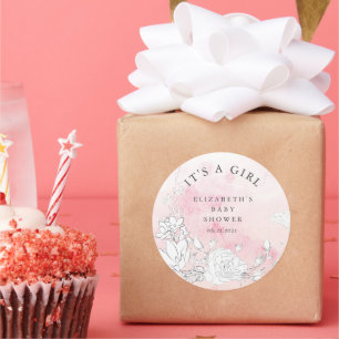 Adesivo chá de fraldas floral moderno é uma garota