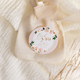 Adesivo Chá de fraldas floral rosa brilhante obrigado