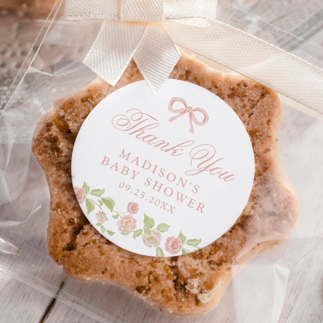 Adesivo Chá de fraldas Floral Rosa Encantado Elegante (Criador carregado)