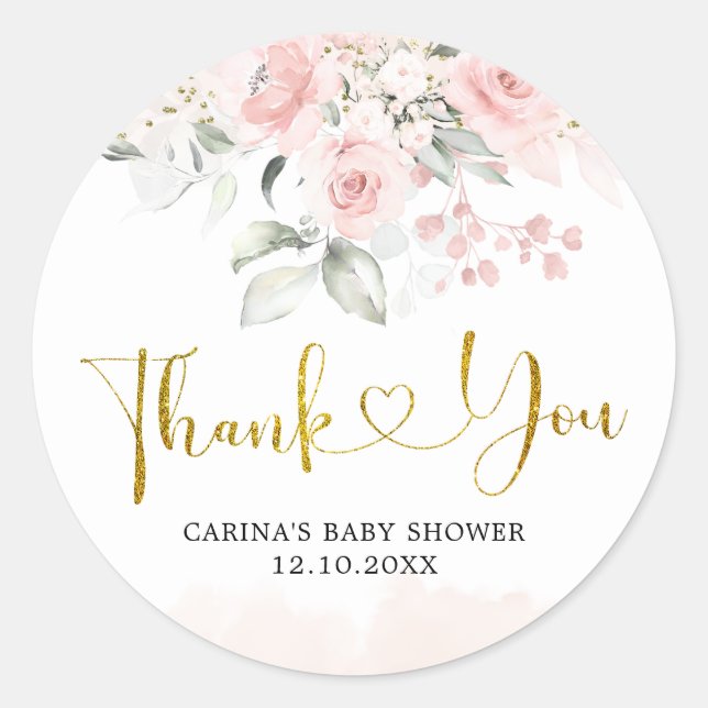 Adesivo Chá de fraldas Floral Rosa-Rosa Minimizado Muito O (Frente)