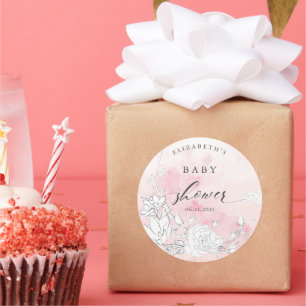 Adesivo chá de fraldas floral roxo moderno