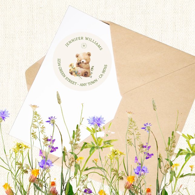 Adesivo Chá de fraldas Floral Russo Teddy Bear (Criador carregado)