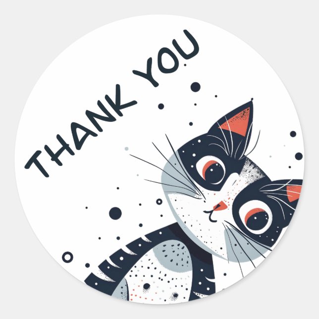 Adesivo Chá de fraldas Gato Gato Gato Bonito Obrigado (Frente)