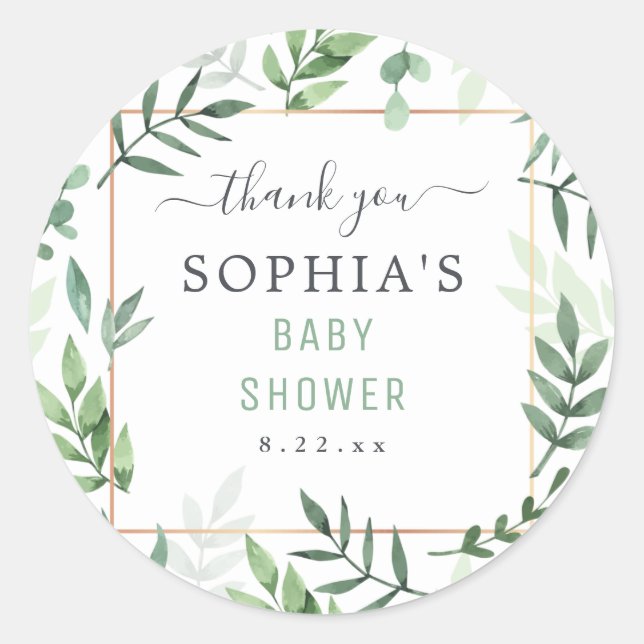 Adesivo Chá de fraldas Gênero Aquarela Botânica Neutra (Frente)