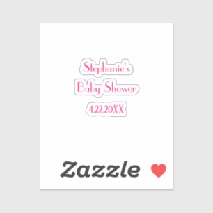 Adesivo Chá de fraldas Girls Pink Custom Name Elegant 2024