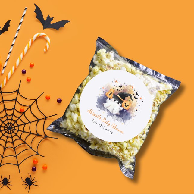 Adesivo Chá de fraldas Gótico Ghost Pumpkin Gótico Cóteo (Criador carregado)