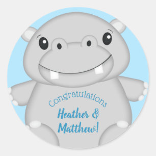 Adesivo Chá de fraldas Hippo Azul