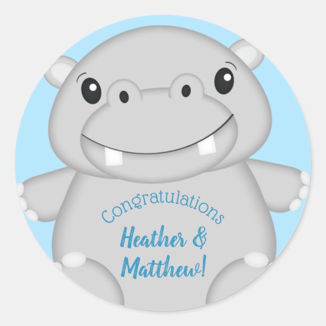 Adesivo Chá de fraldas Hippo Azul (Frente)