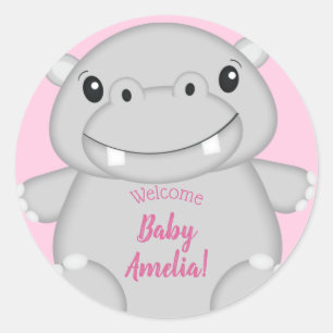 Adesivo Chá de fraldas Hippo Rosa