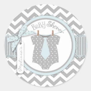 Adesivo Chá de fraldas Impressão Baby Boy Tie Chevron