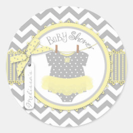 Adesivo Chá de fraldas Impressão de Baby Girl Tutu Chevron