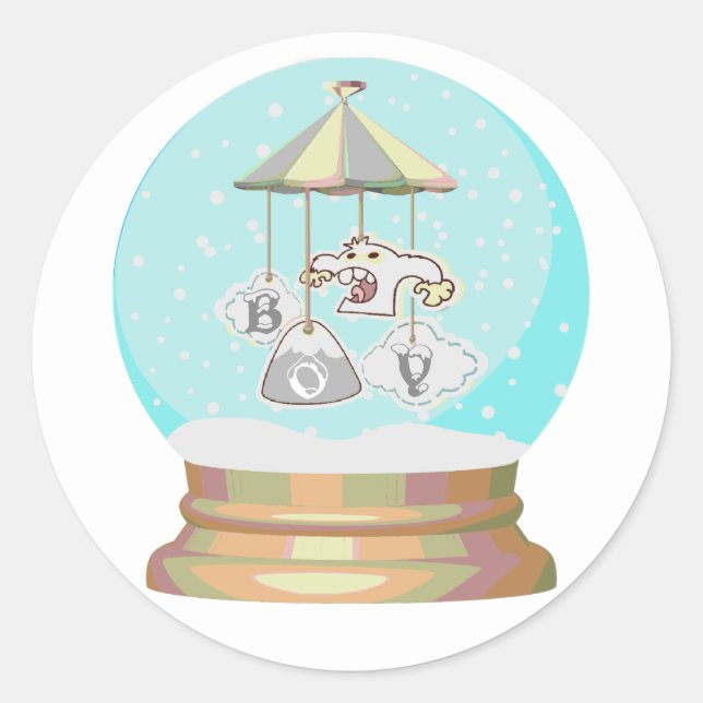 Adesivo Chá de fraldas Inverno-cinza Oleti neve globo-azul (Frente)