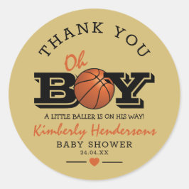 Adesivo Chá de fraldas legal de basquete 'Oh Boy' Obrigado