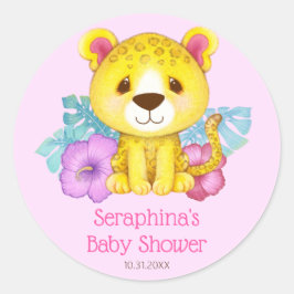 Adesivo Chá de fraldas Leopardo Rosa Menino