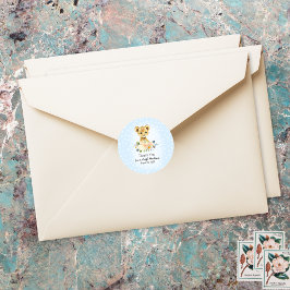 Adesivo Chá de fraldas Lion Cub Floral Blue Obrigado