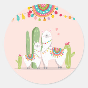 Adesivo Chá de fraldas Llama Alpaca Fiesta Cactus Mexican