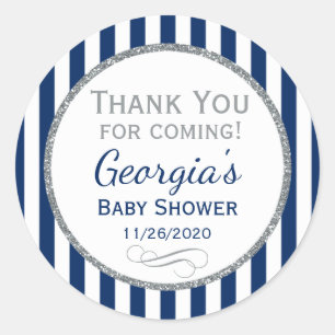 Adesivo Chá de fraldas marinho Azul Prateado Obrigado Mar