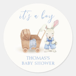 Adesivo Chá de fraldas Minimista Boho Stroller Rabbit Boy