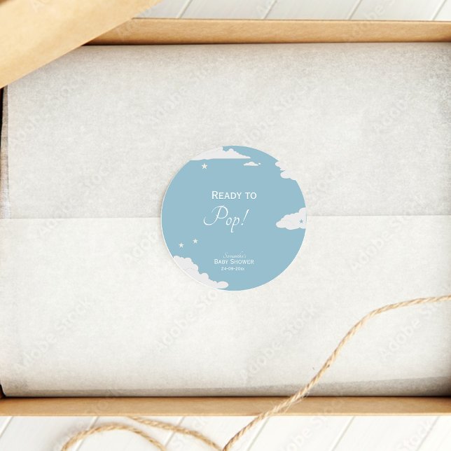 Adesivo Chá de fraldas mínimo azul pronto para Pop (Criador carregado)