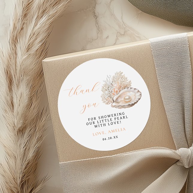 Adesivo Chá de fraldas Mínimo De Pérolas Obrigado Vinheta (Criador carregado)